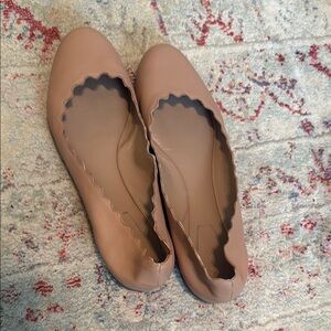 Chloe Beige Scalloped Flats